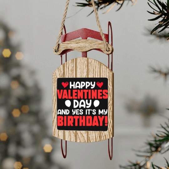 Happy Valentine's Day And Yes Its My Birthday Bday Sled Ornaments