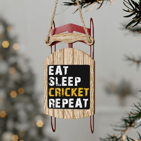 eat sleep cricket Sled Ornaments