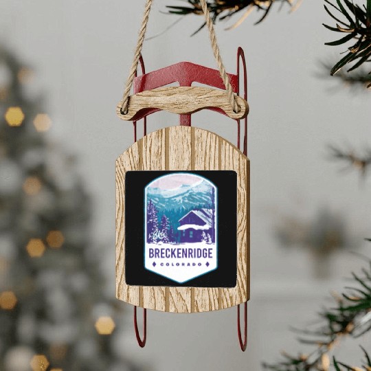 Breckenridge Colorado Ski Badge Sled Ornaments