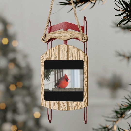 Brilliant Cardinal Bird 2 Sled Ornaments
