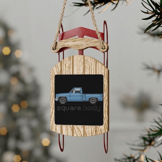 Square Body Blue Sled Ornaments