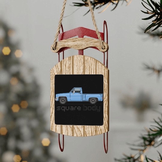Square Body Light Blue Sled Ornaments
