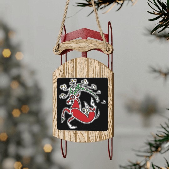 Siberian Shaman Deer Tattoo Sled Ornaments