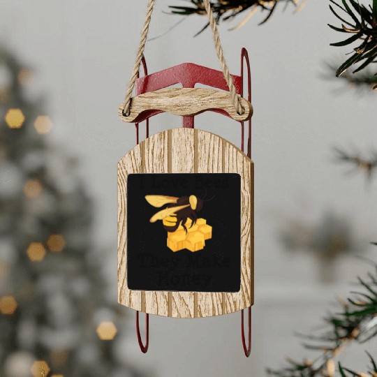 I Love Bees Honey Bee Beekeeping Beekeeper Sled Ornaments