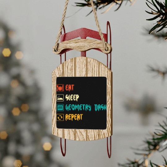 Eat sleep geometry dash repeat retro Jumper Repeat Sled Ornaments