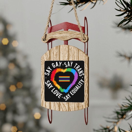 LGBT Transgender Pride Flag Gift Say Gay Say Trans Sled Ornaments