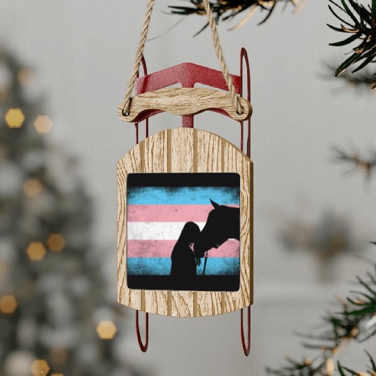Transgender Pride Horse Rainbow LGBTQ Trans Flag Sled Ornaments