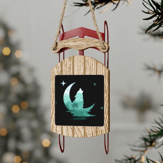 Howling Wolf Nature Lover Sled Ornaments