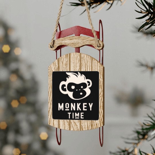 It's Monkey Time Cute Funny Monkey Face Sled Ornaments