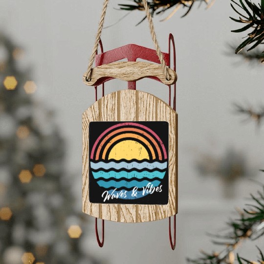 Positive Vibes Surf and Waves Summer. Sled Ornaments