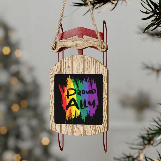 LGBTQ Pride LGBT Proud Ally Homo Rainbow Sled Ornaments