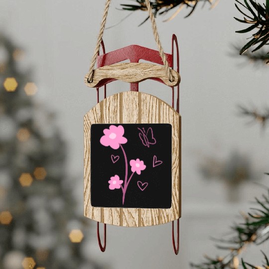 flowers symbol plants nature butterfly pink Sled Ornaments