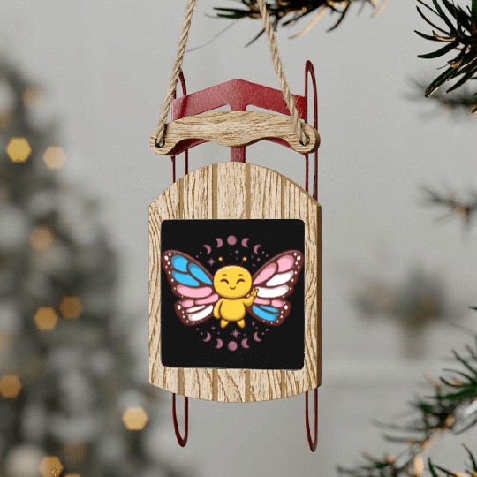 Transgender Monarch Butterfly Trans Subtle Pride Sled Ornaments