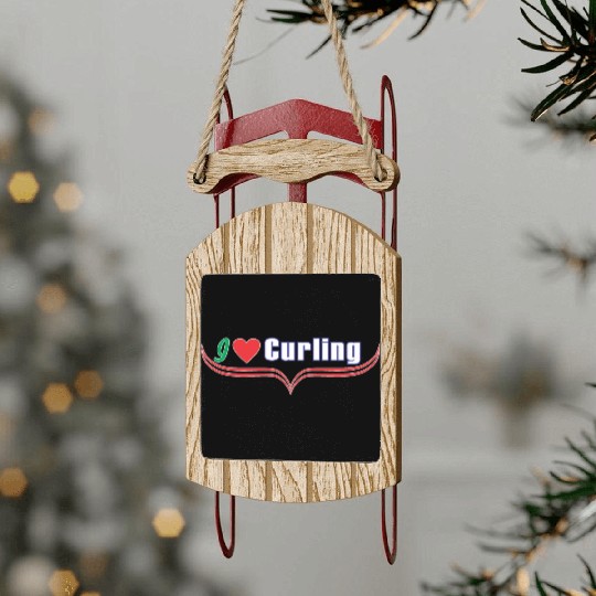 i love curling Sled Ornaments
