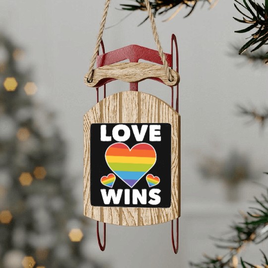 Rainbow Flag LGBTQ Heart Lesbian Gay Pride Sled Ornaments