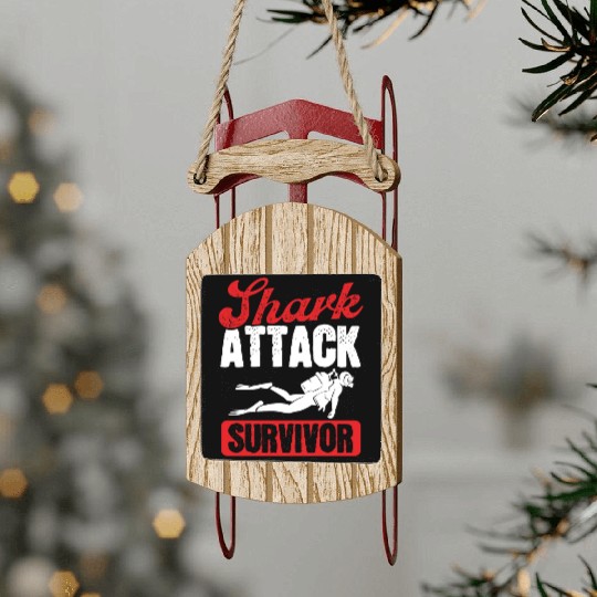 Scuba Diving Shark Attack Survivor Scuba Diver Sled Ornaments