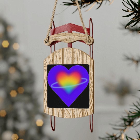 rainbow heart pride Sled Ornaments
