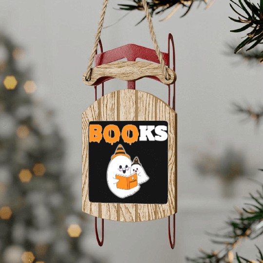 BOO Halloween Librarian Library English Teacher Sled Ornaments