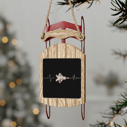 f22 raptor heart beat Sled Ornaments