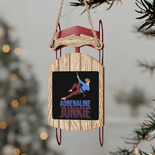 Adrenaline Junkie Rock Climbing Sled Ornaments