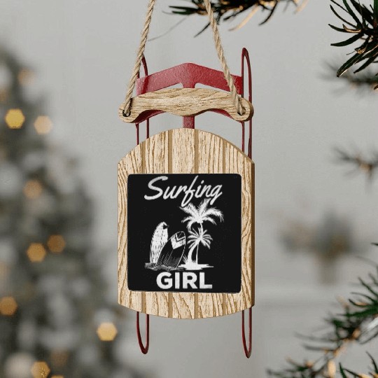 Wave Surfing Girls Surfing Girl Surfboard Surfer Sled Ornaments
