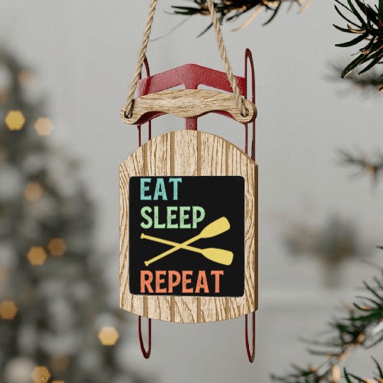 Eat Sleep Paddle Repeat Vintage Canoe Kayak Sled Ornaments
