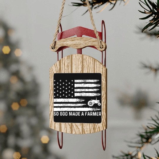 Made a Farmer Vegetable Seller Gift Sled Ornaments