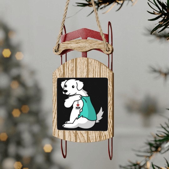 I Love Mom Tattoo Great Pyrenees Sled Ornaments