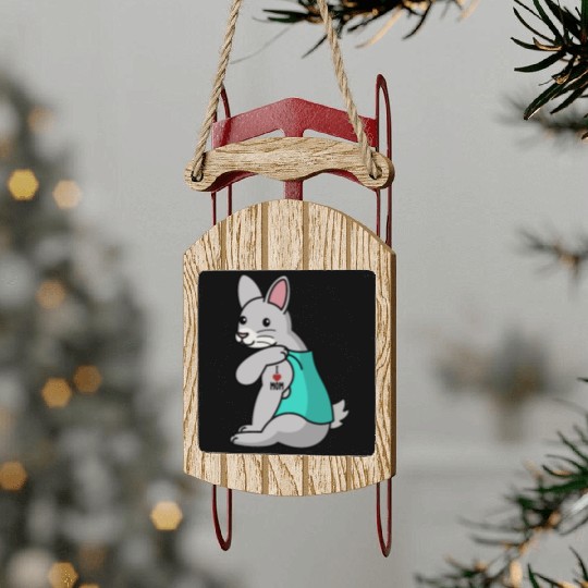 I Love Mom Tattoo Rabbit Sled Ornaments