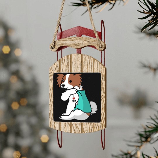 I Love Mom Tattoo Papillon Sled Ornaments