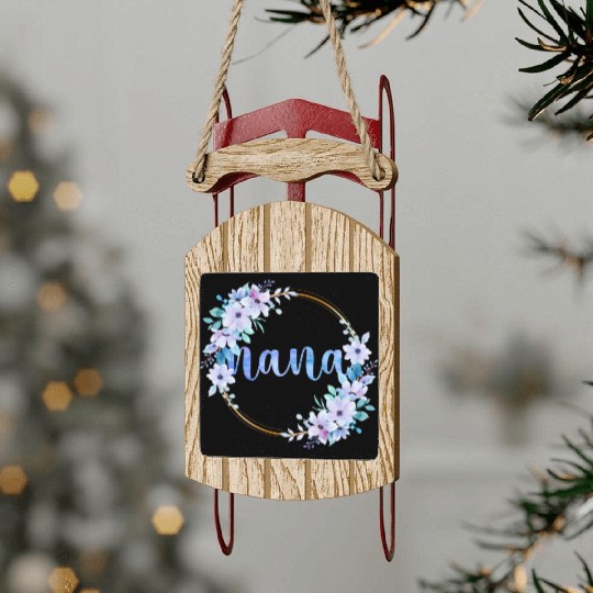 Nana Flowers Cute Gardening Grandma Sled Ornaments