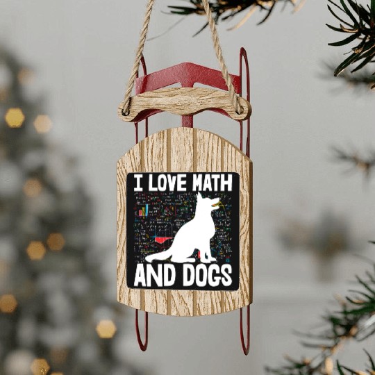 I Love Math & Dogs Sled Ornaments