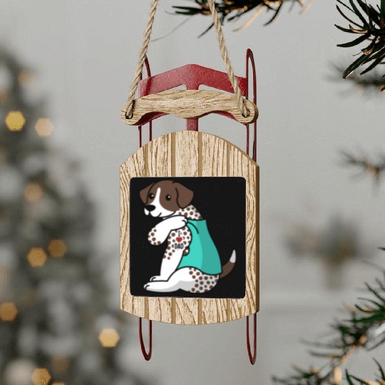 I Love Dad German Shorthaired Pointer Sled Ornaments