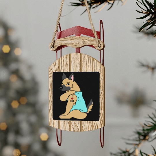 I Love Dad German Shepherd Sled Ornaments