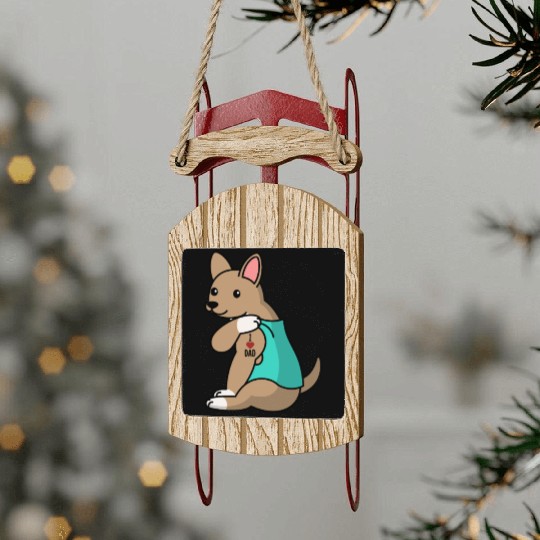 I Love Dad Chihuahua Sled Ornaments