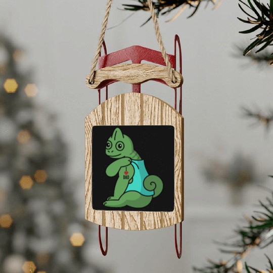 I Love Dad Chameleon Reptile Sled Ornaments