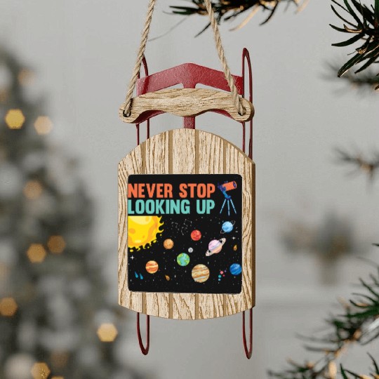 Telescope Solar System Planets Astronomer Sled Ornaments