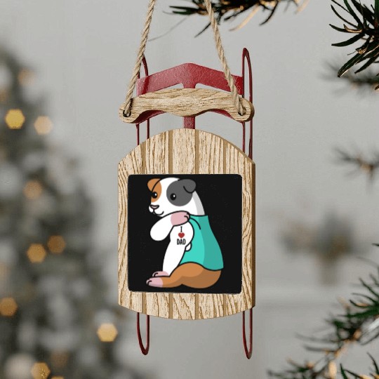 I Love Dad Guinea Pig Sled Ornaments