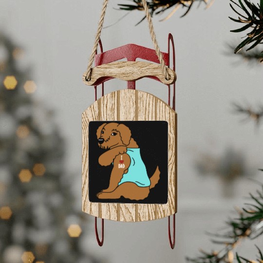 I Love Dad Goldendoodle Sled Ornaments
