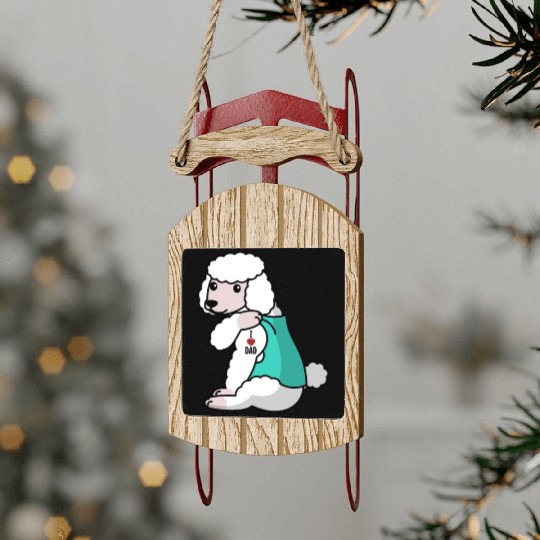 I Love Dad Poodle Sled Ornaments