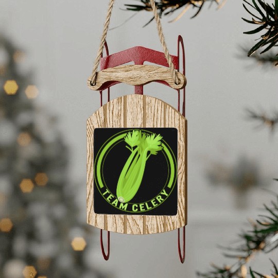 Celery Vegetable Sled Ornaments, Team Celery Sled Ornaments,