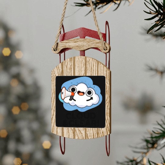 Cloud And Clear Funny Weather Pun Sled Ornaments