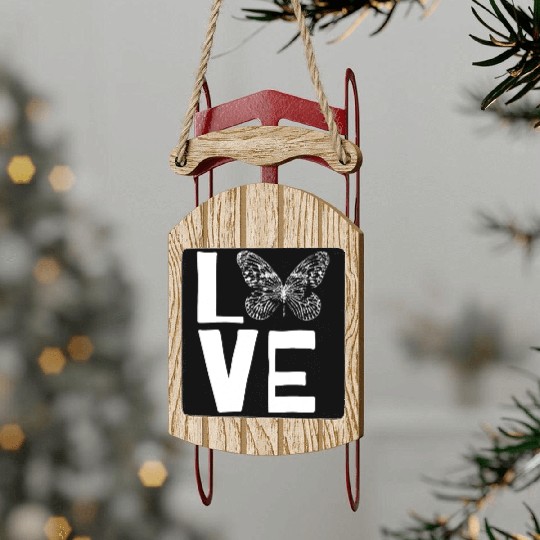 Love Butterflies Butterfly Silhouette Insect Lover Sled Ornaments