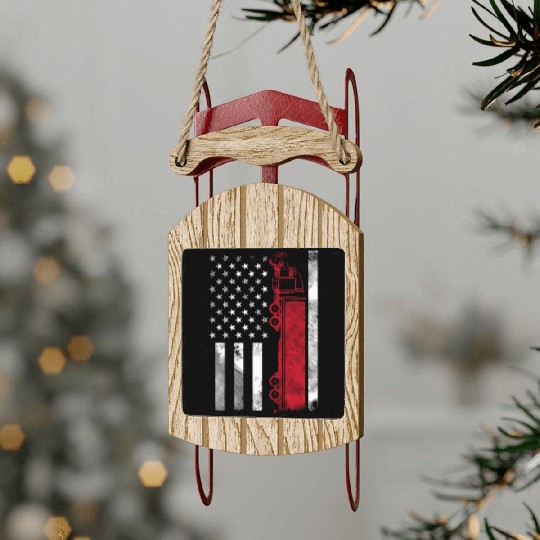 US American Flag Semi Truck Driver 18 Wheeler Sled Ornaments