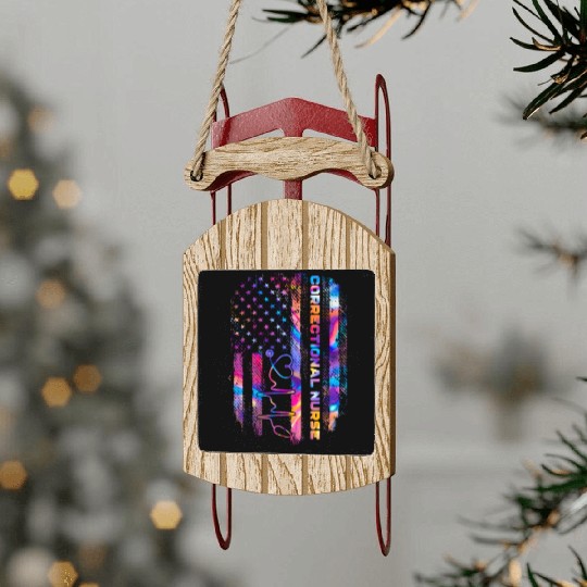 correctional nurse - US flag Sled Ornaments