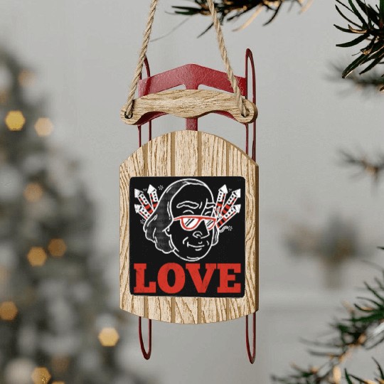 Love America Washington USA Flag 4th Of July Sled Ornaments