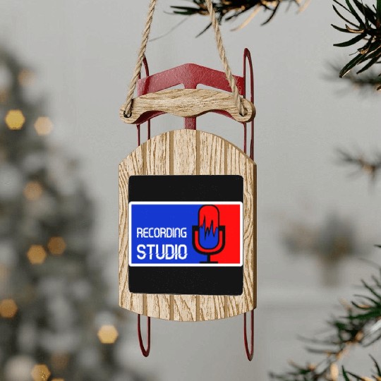 Recording Studio Logo Microphone Sled Ornaments
