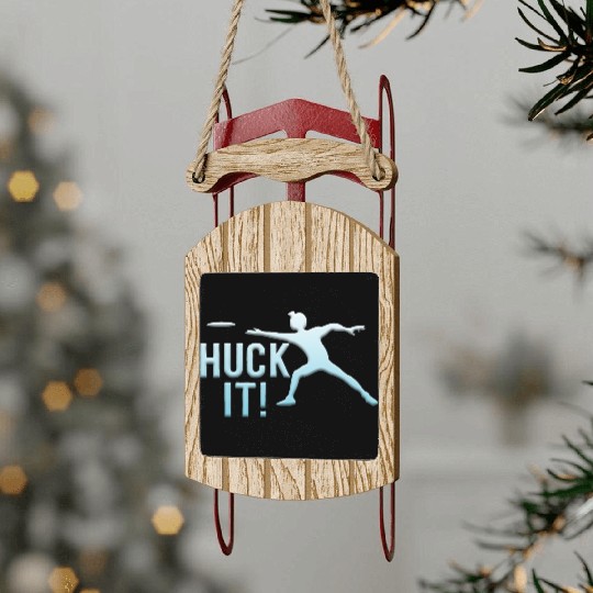 Huck It Sled Ornaments Ultimate Frisbee Flying Disc Golf