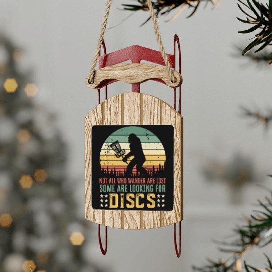 Funny Disc Golf Bigfoot Gift Sled Ornaments