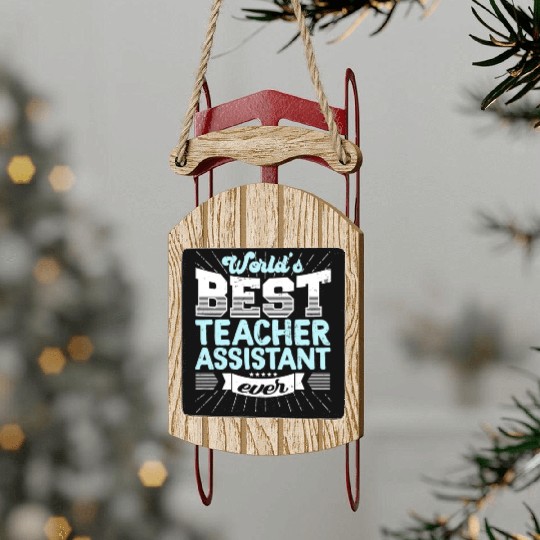 Worlds Best Teacher Assistant Ever Funny Sled Ornaments